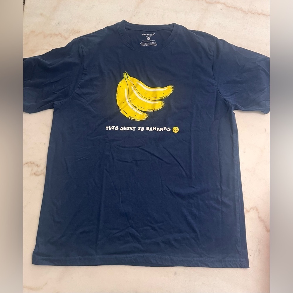 Joe Boxer Men’s Sleepwear Shirt Medium Blue Funny Banana Print